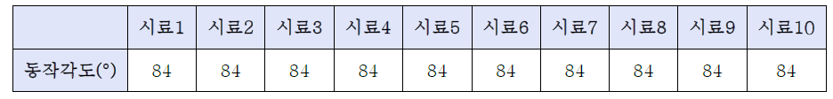 2차년도 개발품 동작각도시험 결과