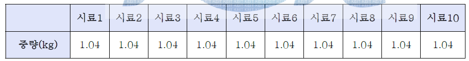 2차년도 개발품 중량측정 결과