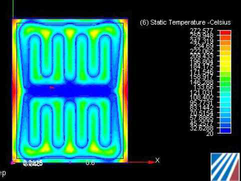 열선배치에 따른 표면온도분포 해석 사례