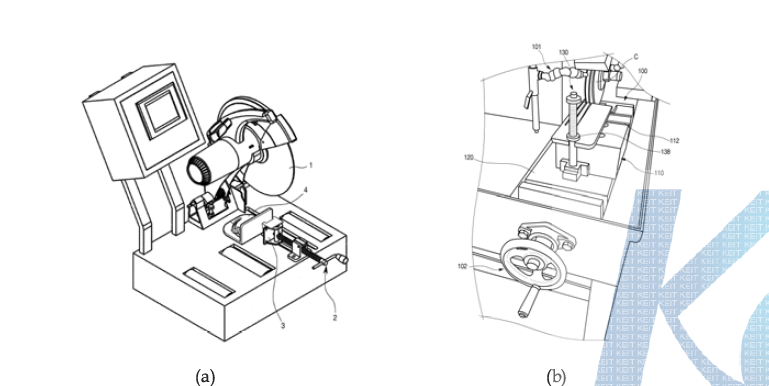 봉상형 개발합금의 생산성 향상을 위한 절단치구 개발: (a) 기존 절단장치, (b) 개발한 절단장치.