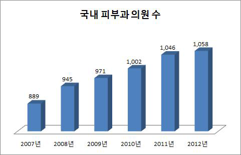 국내 피부과 의원 현황 (2007~2012)