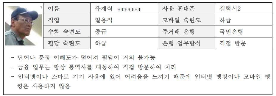 은행방문 참가자2의 퍼소나