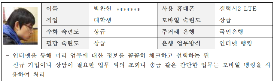 은행방문 참가자4의 퍼소나