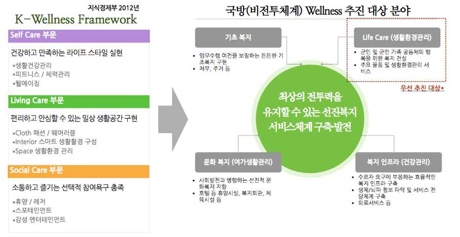 군대 웰니스 주요 영역