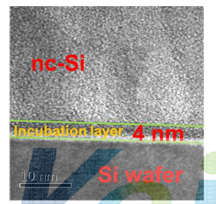 압력 modulation을 수행한 100°C 증착 nc-Si 박막의 TEM image