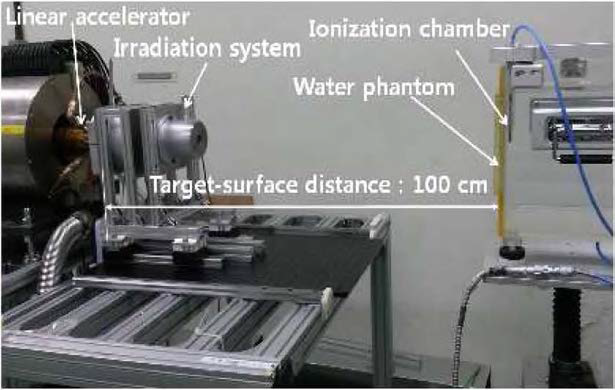 Experiment setup for reference dosimetry,