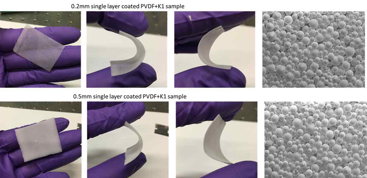 단위 Layer의 두께 0.2mm 및 0.5mm로 단일 Layer 코팅한 복합재료의 Bending 특성