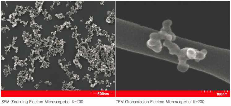 Fumed silica 나노입자의 전자현미경 분석 자료