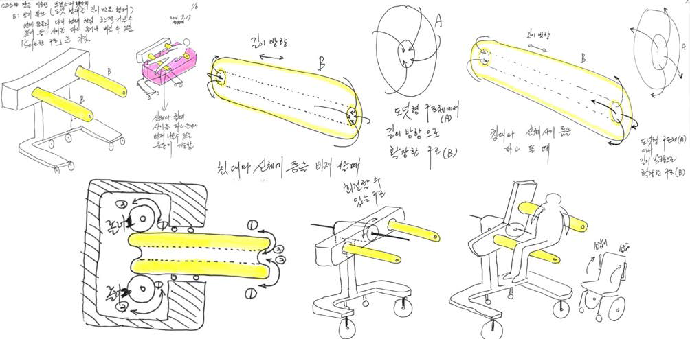 에어 튜브 팔을 가지는 이승 장치 발명 아이디어