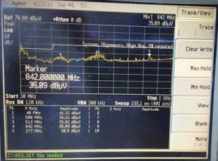 10월 13일 PCB 재설계 후 EMI 테스트 결과 (좌측 다리만 완성) 약 1.5dB 초과