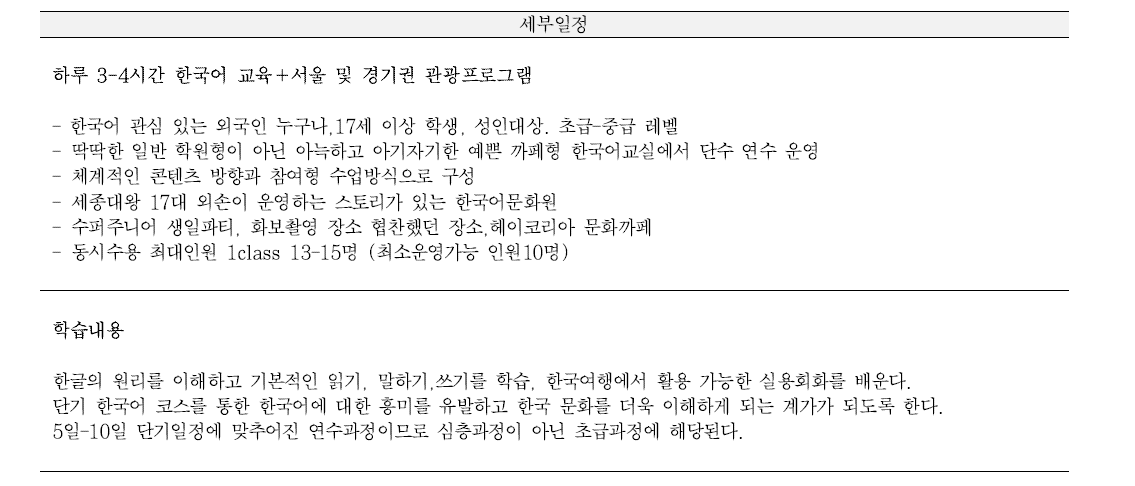 한국어 연수 프로그램