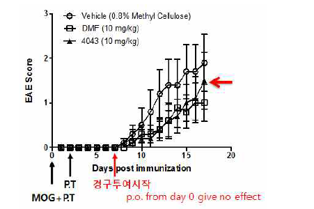 선도물질 KDS4043의 EAE 모델에서의 효능 검증