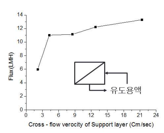 막 표면 유속 실험 결과