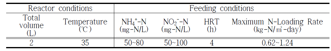 2단식 Anammox 반응조 운전 조건