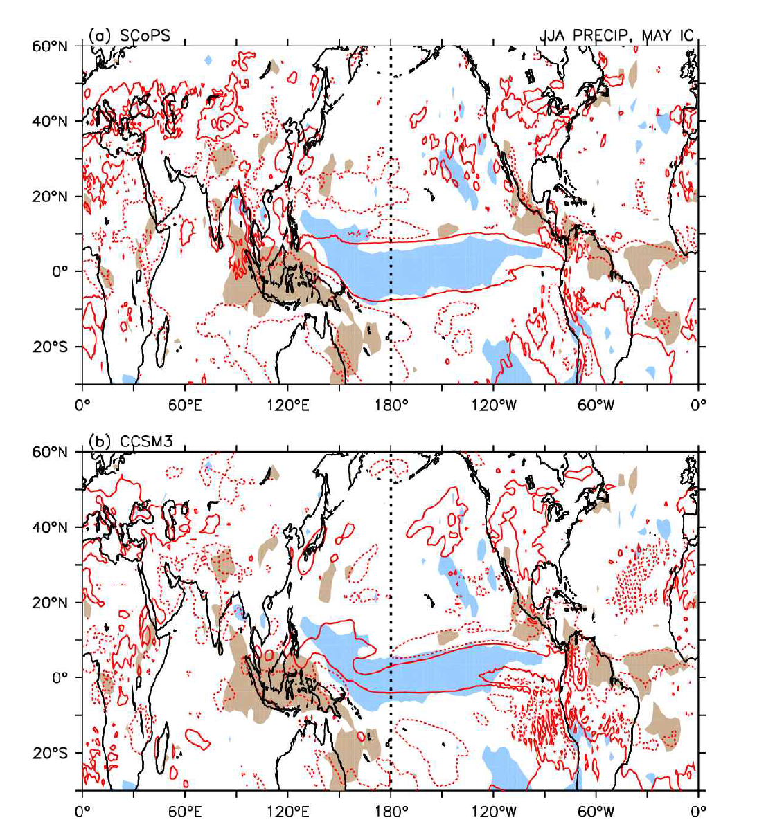 Same as Figure 20 except for June-July-August (JJA) season-averaged precipitation and NINO3.4 index.