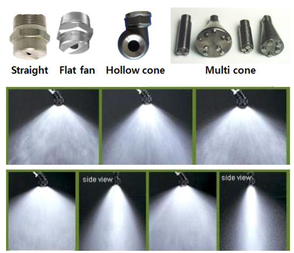 노즐의 출구 형상에 따른 분사 패턴