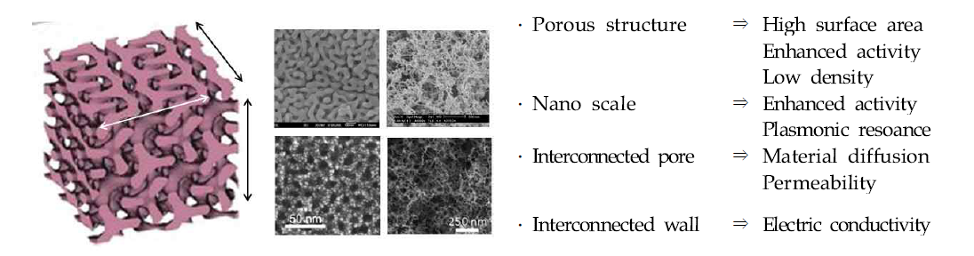 3차원 다공성 나노구조의 특징
