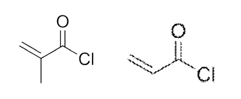 Methacrloyl chloride (좌)와 acryloyl chloride 화학식