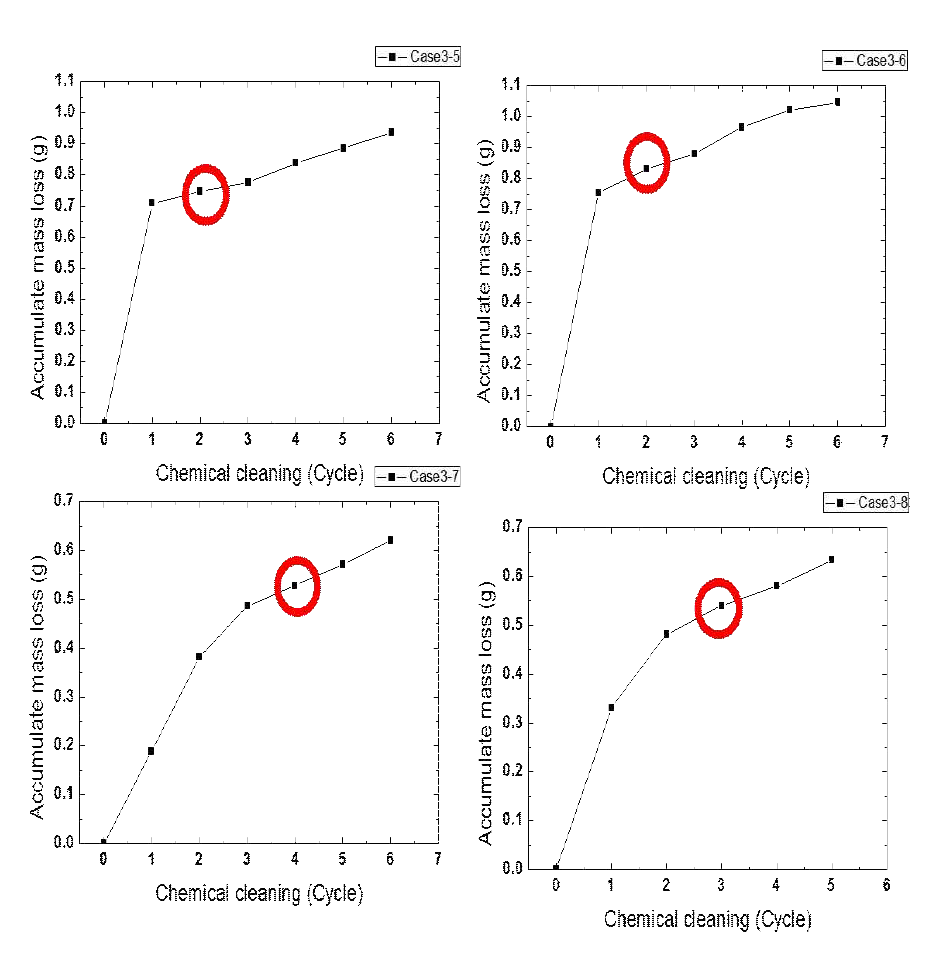 Case 3 각 시편별 mass loss 측정 그래프