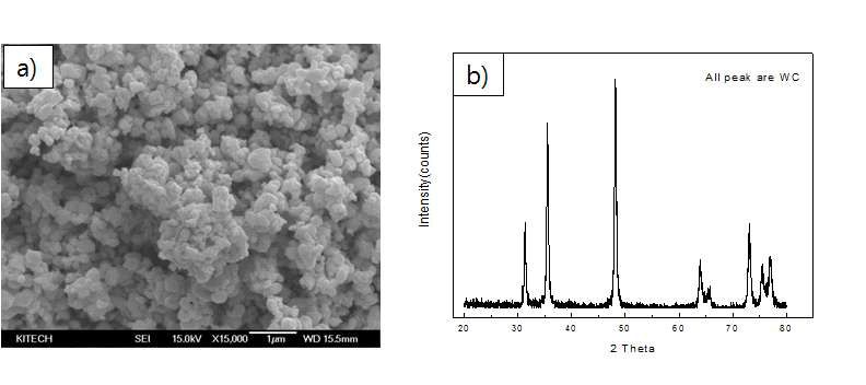 텅스텐 카바이드(WC)의 미세조직 및 상분석 결과