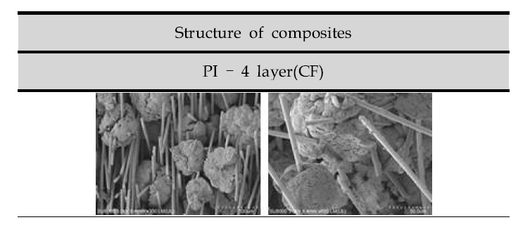 Wet-laid 탄소섬유 부직포 이용 열경화성 복합재료의 단면 SEM 사진