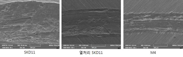 SEM을 통한 마모흔 측정 결과