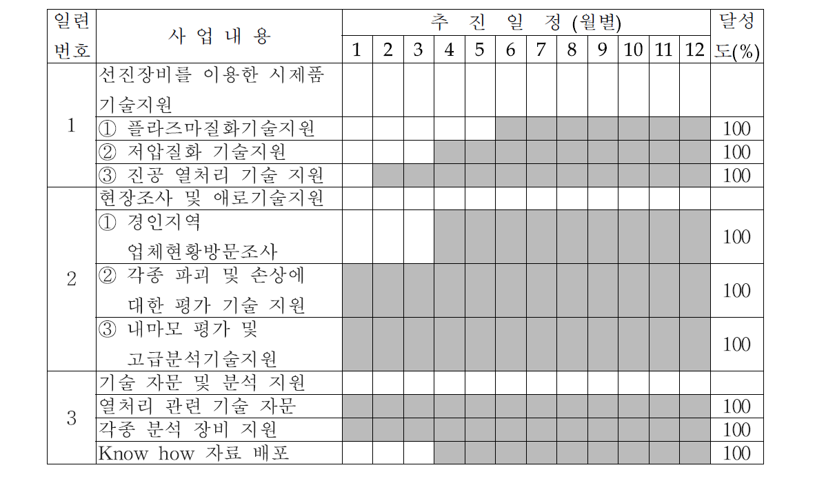 추진일정 및 달성도