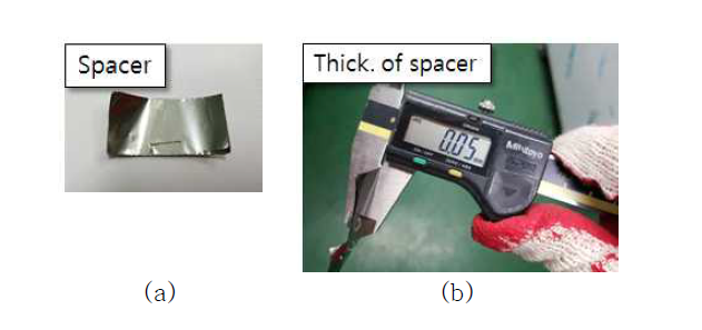 Image and thickness of spacer (a) shape of spacer (b) thickness of spacer