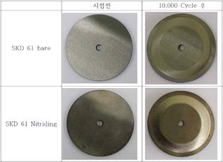 마모시험 전후의 시료 사진