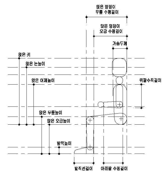 앉은 자세 신체치수 항목