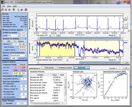 Kubios HRV 분석 툴 예시 – 비선형 분석[34]