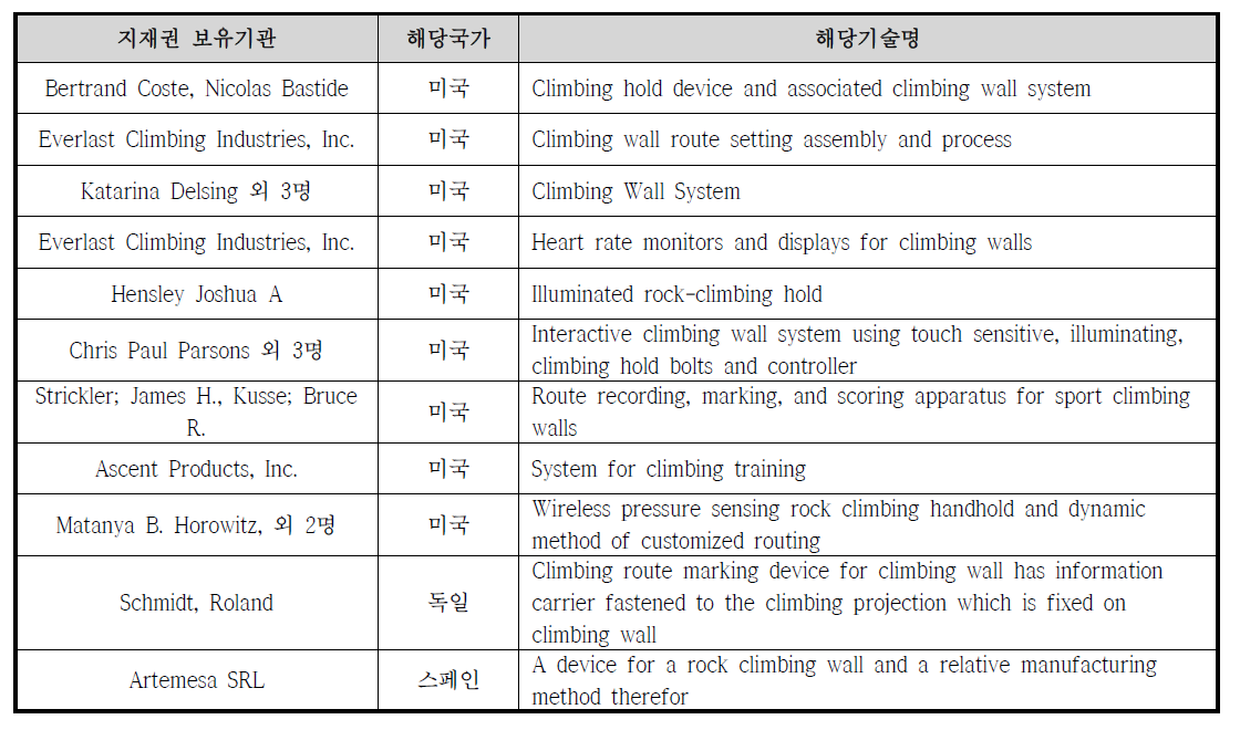 국내외 관련 기술의 지재권 현황