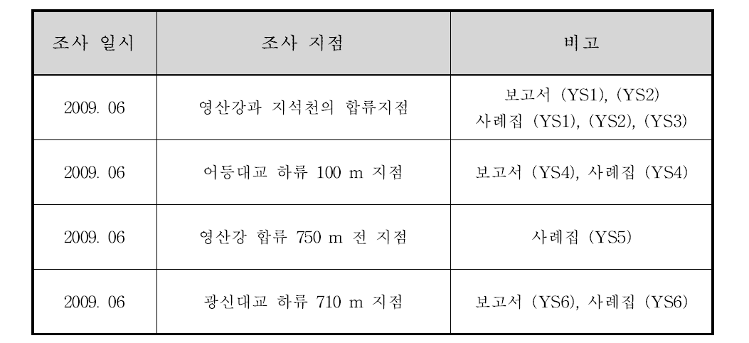 영산강 조사 일시