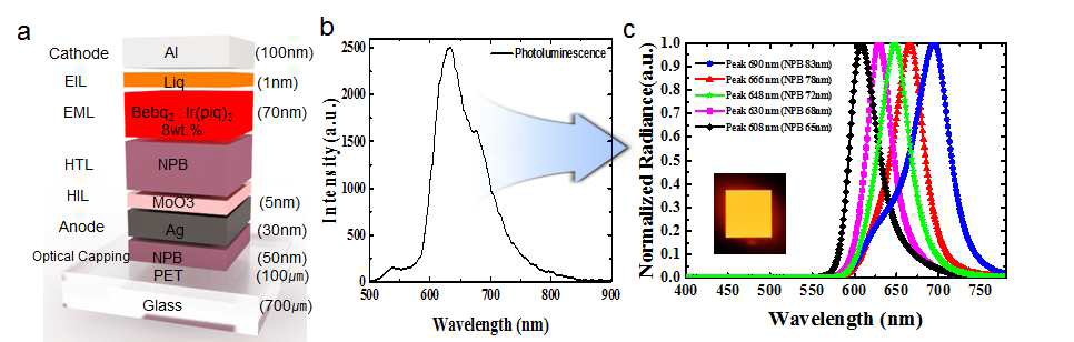 OLED의 구조 및 Microcavity 효과를 이용한 peak 파장변환