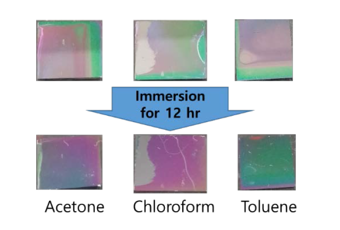 Solvent immersion test 결과 이미지