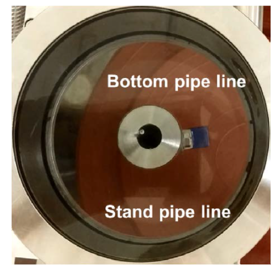 Flow behavior in the fluidic device of 10 bar nitrogen pressurized: 1 sec