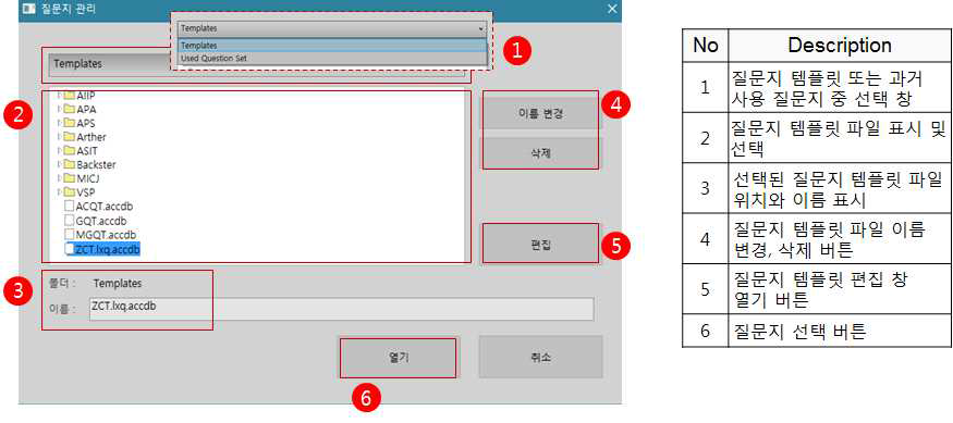 질문지 관련 인터페이스