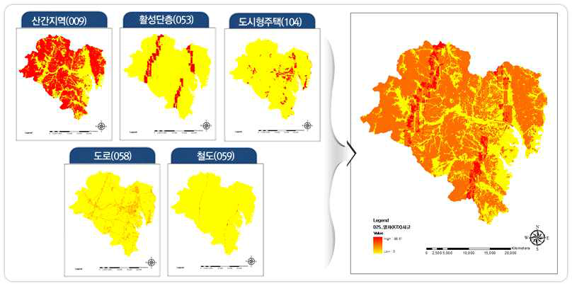 울산광역시 열차(KTX) 사고 위험가중요인 및 위험목록지도