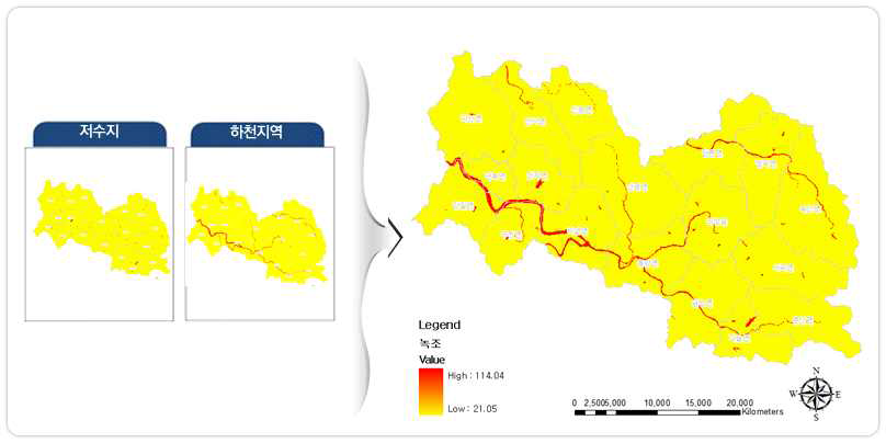 의성군 녹조 위험가중요인 및 위험목록지도