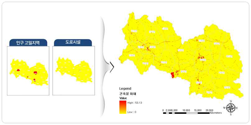 의성군 건축물화재 위험가중요인 및 위험목록지도