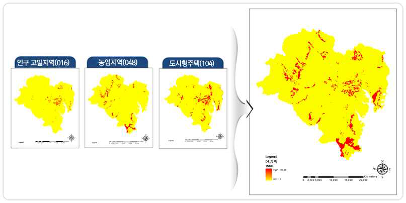 울산광역시 우박 위험가중요인 및 위험목록지도