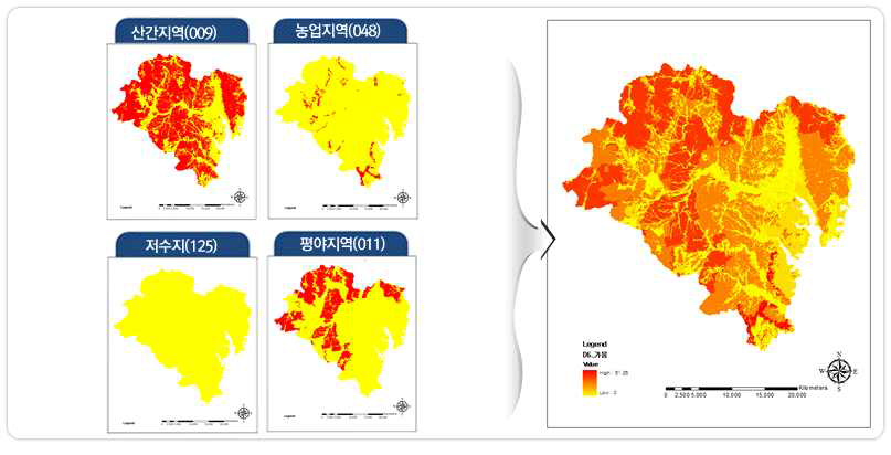 울산광역시 가뭄 위험가중요인 및 위험목록지도