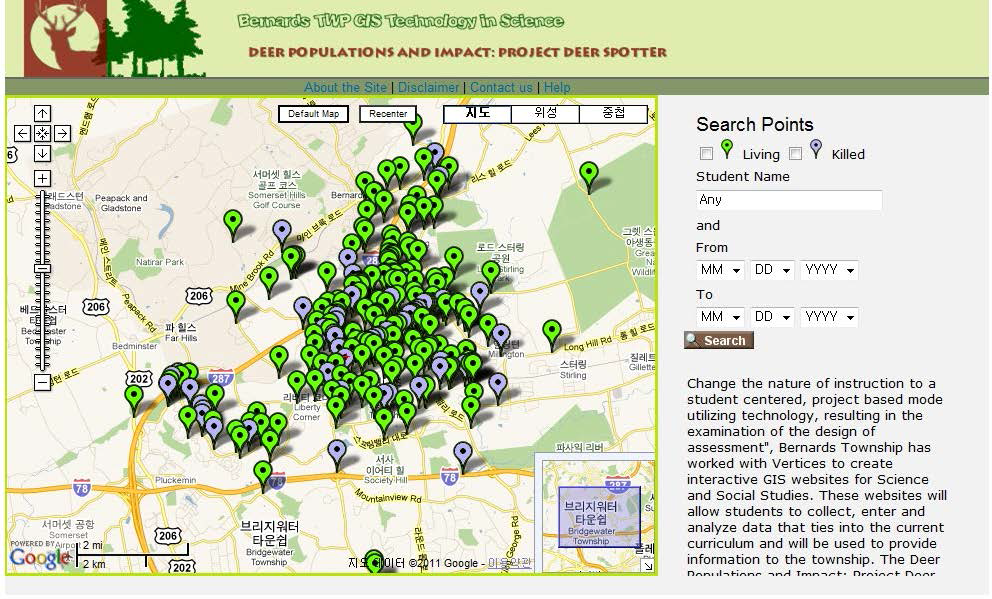 교육차원에서 시도한 사슴 관련 PPGIS 서비스