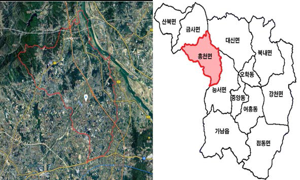 행정구역단위 범위 지정 방식 예시