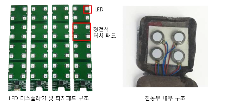 LED 디스플레이 및 터치 패드와 진동부 내부 구조