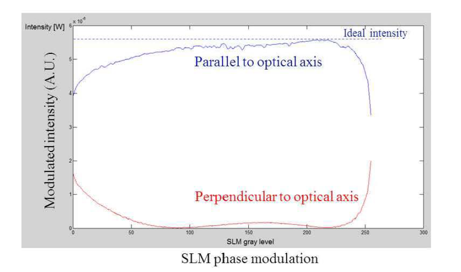 Holoeye LC-R 2500의 phase 변조에 따른 intensity.
