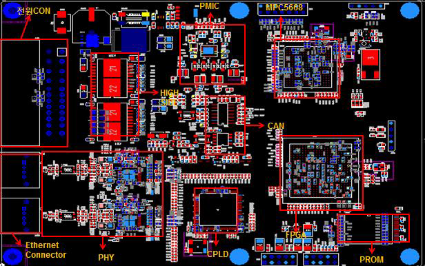 전체 회로 PCB 디자인 및 각 구성 부 위치