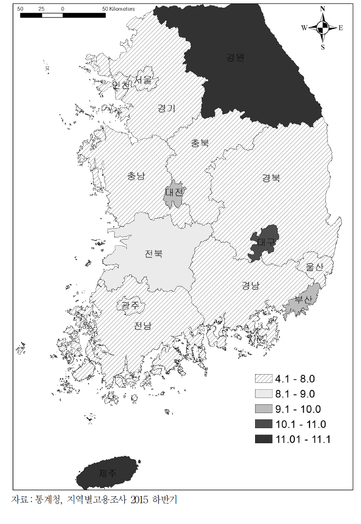 20∼34세 청년층 취업자 중 최저임금수준 미달 비율