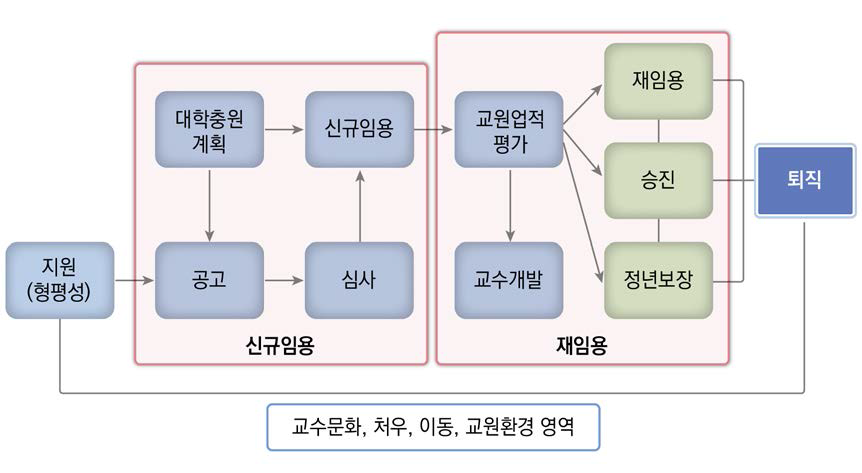 대학교육 교원 인사 행정의 영역