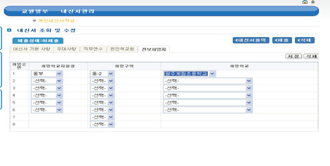 광주광역시교육청 초등전보시스템 희망학교 선택 페이지